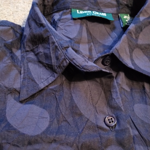 Lemon Grass Studio Large Blue Crinkled Shirt - Picture 2 of 13